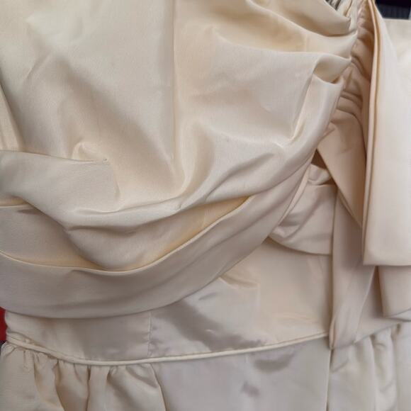 Vtg 50s Butter Yellow Statement Bow Strapless Feminine Dress XS Coquette Maxi - Picture 6 of 6